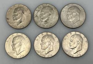 lot 28 image: 1776-1976 D Bicentennial Eisenhower One Dollar Coins
