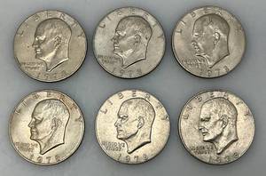lot 29 image: 1978 No Mint Mark Eisenhower One Dollar Coins