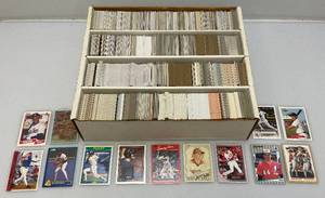 lot 45 image: Large Box Of Unsorted Misc. Baseball Cards Some In Protective Sleeves