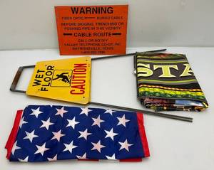 lot 83 image: Misc. Vintage Signs Including WET FLOOR And More