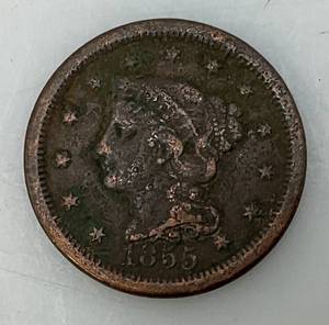 lot 122 image: 1855 Braided Hair Large Cent