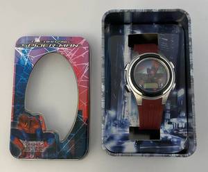 lot 129 image: Vintage Marvel SPIDERMAN LCD Watch In Original Tin Case