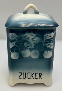 lot 141 image: Very RARE Antique 1920s German Faience (zucker) SUGAR Pottery Container Nice Piece