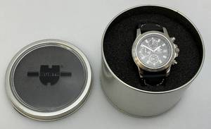 lot 152 image: Vintage WURTH Mens Watch Black And Silver In Original Tin Container (New Old Stock)