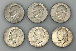 lot 208 image: 1972 Plain No Mint Mark Eisenhower One Dollar Coins