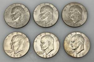lot 210 image: 1974 D Eisenhower One Dollar Coins