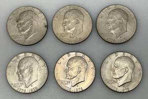 lot 213 image: 1776-1976 D Bicentennial Eisenhower One Dollar Coins