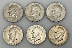 lot 214 image: 1978 No Mint Mark Eisenhower One Dollar Coins