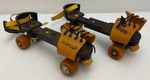 lot 236 image: RARE 1970s Red Stone JAGUAR Adjustable Roller Skates