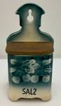 Antique 1920's German Faience (Salz) Salt Pottery Container With Wood Lid Nice Piece