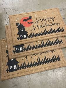 lot 12 image: Set of Halloween Happy Halloween Doormats with Haunted House Design