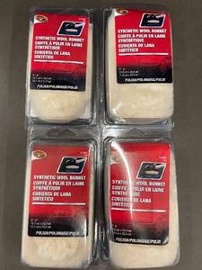 lot 44 image: Mpls - Lot of 4 Synthetic Wool Bonnet Polish Pads, Detailers Choice