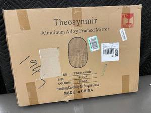 lot 50 image: Mpls - Theosynmir Aluminum Framed Mirror, 16 x 24 in, Black