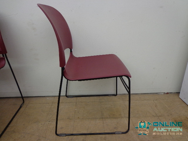 (4) Burgundy Plastic Chairs