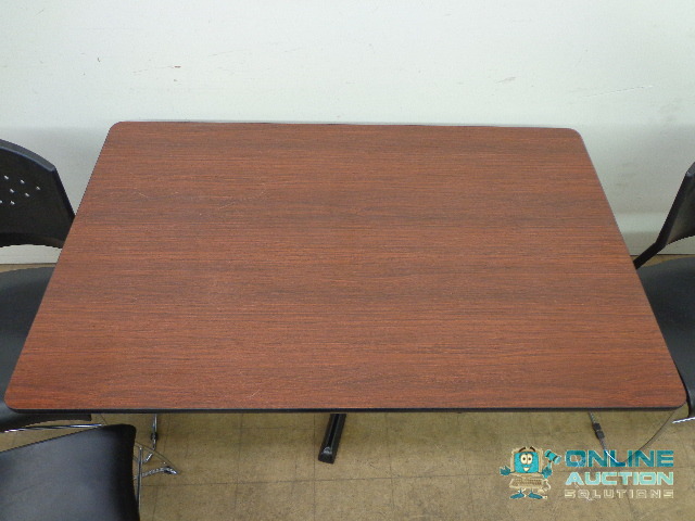 Cherrywood Laminated Table with 4 Black Chairs