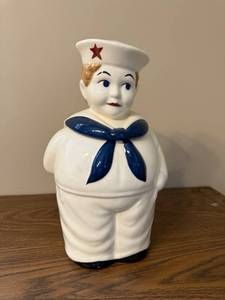lot 31J image: Sailor Boy Ceramic Cookie Jar with Blue Scarf and Red Star Hat