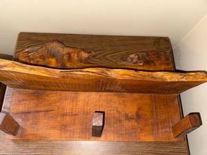 lot 40J image: Handcrafted Live Edge Wooden Coat Rack with Hooks