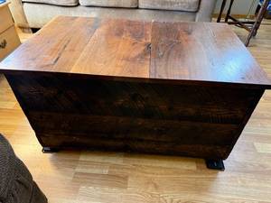lot 53J image: Wood Storage Chest with Walnut Top and Barn Board Sides