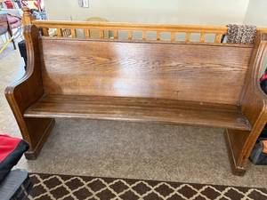 lot 59J image: Antique Solid Wood Church Pew Bench, 72 Inch