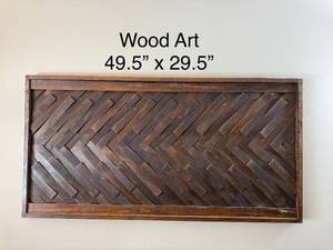 lot 67J image: Large Framed Wood Wall Art 49.5 x 29.5 Inches
