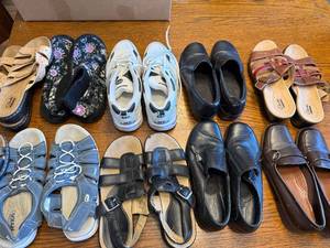 lot 70J image: Collection of 10 Pairs Womens Shoes and Sandals Assorted Brands and Sizes