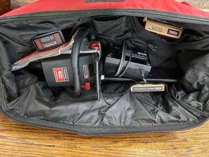 lot 72J image: Oregon CS250 Cordless Chain Saw Kit with Bag, Batteries, Chains, and Manual