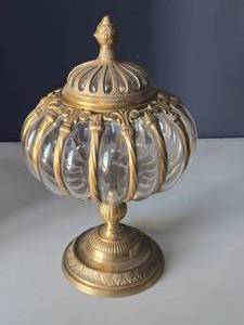 lot 242 image: Metal  Glass Apothecary Bubble Jar