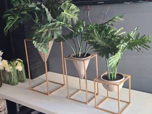 lot 257 image: Lot of (3) Faux Plant Arrangement with Stand