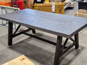 lot 23 image: Rustic  Concrete pattern Poly-Top  Wood Frame Dining Table 6-12 x 39 x 29