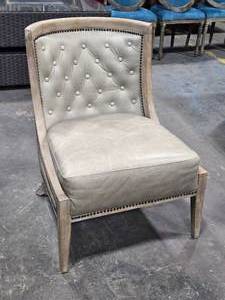 lot 72 image: Top-Grain Leather  Cerused Hardwood Occasional Arm Chair 24 x 22 x 33 - Monroe by Four Hands