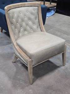 lot 73 image: Top-Grain Leather  Cerused Hardwood Occasional Arm Chair 24 x 22 x 33 - Monroe by Four Hands