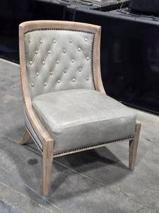 lot 74 image: Top-Grain Leather  Cerused Hardwood Occasional Arm Chair 24 x 22 x 33 - Monroe by Four Hands