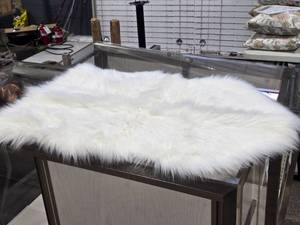 lot 91 image: Faux Fur Throw Rug 3 x 2 by Ikea GULLVIVA