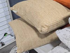 lot 112 image: Lot of (2) 15 Outdoor Throw Pillows - Sunbrella by Pottry Barn