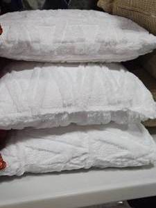 lot 125 image: Lot of (3) 14 Plush Short Wool Throw Pillows