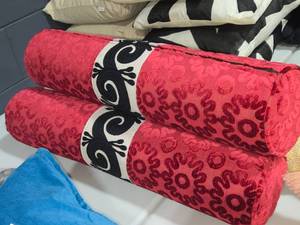 lot 170 image: Lot of (1) Black & White pattern Velvet Booster Pillow 30 x 7