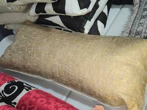 lot 168 image: Lot of (1) Woven Textured Fabric Lumbar Pillow 34 x 12