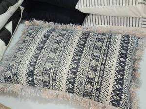 lot 166 image: Lot of (1) Tribal Black Print pattern Decorative Throw Pillow 22 x 14