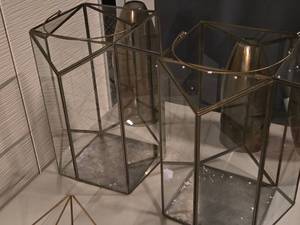 lot 337 image: Lot of (2) PlasticMetal Geometric Lantern  Terrarium 16