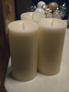 lot 356 image: Lot of (3) Flameless LED Pillar Candles 8 x 4