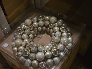 lot 366 image: Lot of (2 Boxes) 15 12 Christmas Ball Wreath by Z Gallerie 4-count ( 8 total items ) (in original packaging)