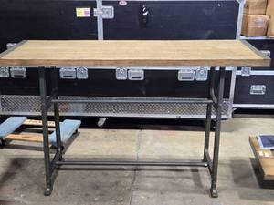 lot 25 image: Alistair Bleached Oak  Vintage Finish Metal Frame High Top Bar Table 6 x 26 x 43 CIMP-6K 11649