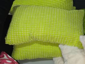 lot 157 image: Lot of (3) Corduroy Textured Polyester Fabric Throw Pillows 19 x 10