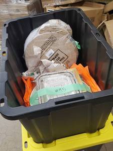 lot 58 image: Bulk Lot of Food Service Trays and Table Covers comes with Tote