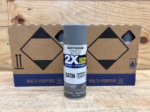lot 142 image: Rust-Oleum 2X Ultra Cover Satin Granite Spray Paint and Primer In One (lot of 12 cans)