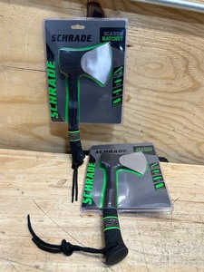 lot 171 image: Schrade Stainless Steel Survival Full Tang Hatchet Rubber Handle 11 in. (Lot of 2)