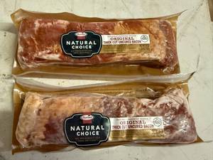 lot 186 image: EE. 2x 1lb Hormel Natural Thick Cut Bacon
