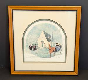 lot 39 image: Framed P. Buckley Moss Christmas Song Print