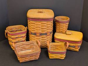 lot 59 image: Longaberger Basket Collection with Liners and Lids - Assorted Sizes