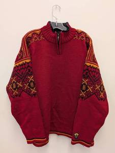 lot 77 image: Dale of Norway Nordic Wool Sweater XXL Red Patterned Zip Neck